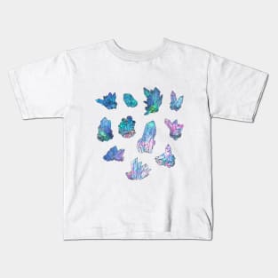 Rainbow Galaxy Crystals Kids T-Shirt